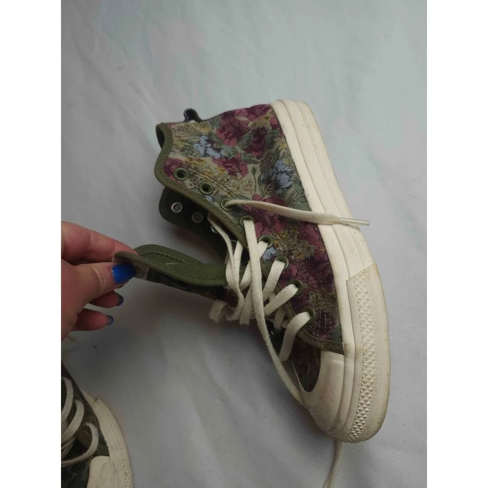 Adidas Honey Hook Sneakers Womens Size 7 Green Floral Tapestry High‎ Top Lace Up